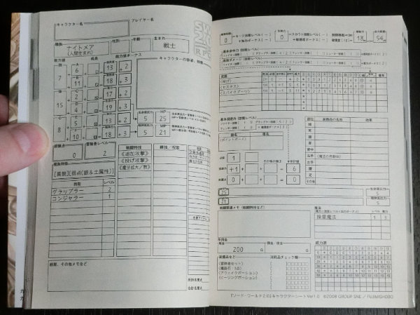 Sample character sheet