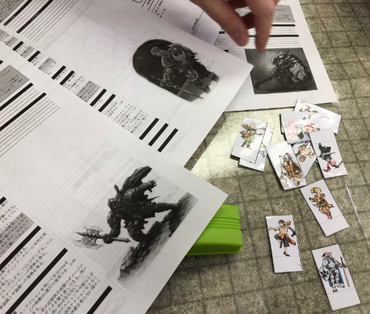 Custom pre-gen character sheet and paper miniatures