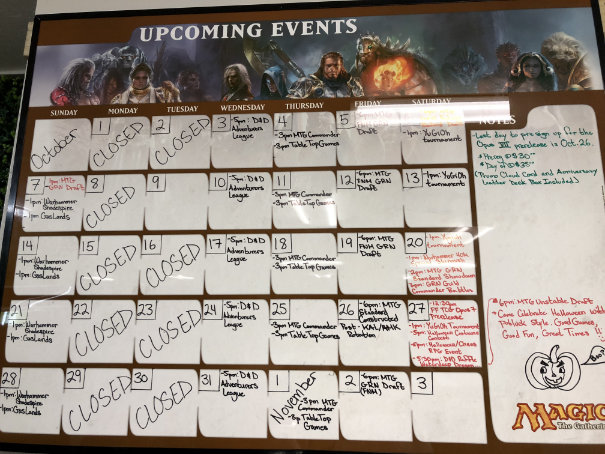 Store event calendar