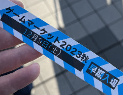 Blue Early Access wristband being held.