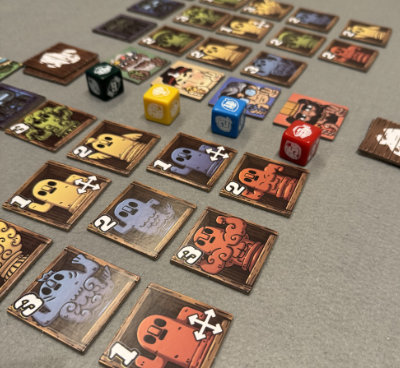Mostly complete game showing haniwa tiles spread out at an angle.
